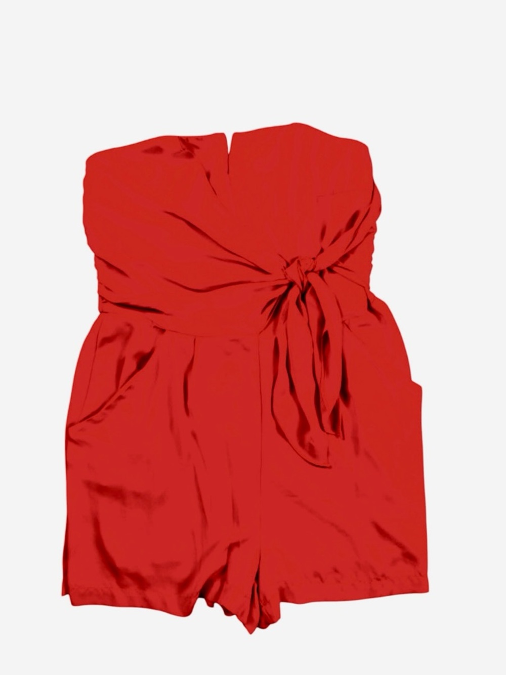 Express Red Strapless Romper Tie Front Satin Size 10 Women